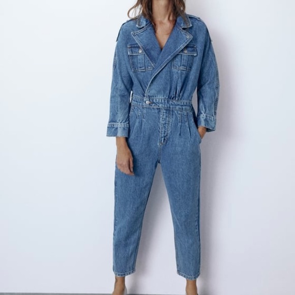 WANTED: Zara denim 80s Arizona blue jumpsuit - Picture 1 of 4